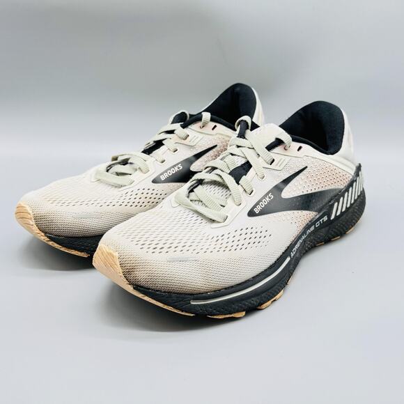 Brooks Shoes Womens 9 White Black Adrenaline GTS 22 Running Athletic Sneakers - Picture 4 of 11